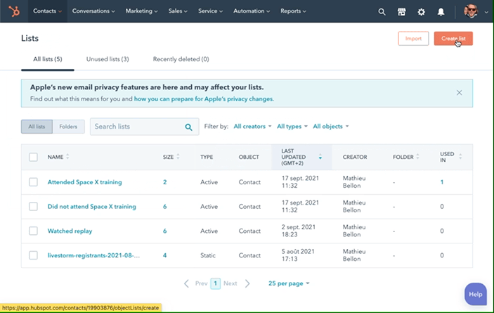 Custom landing pages created in event marketing tool HubSpot