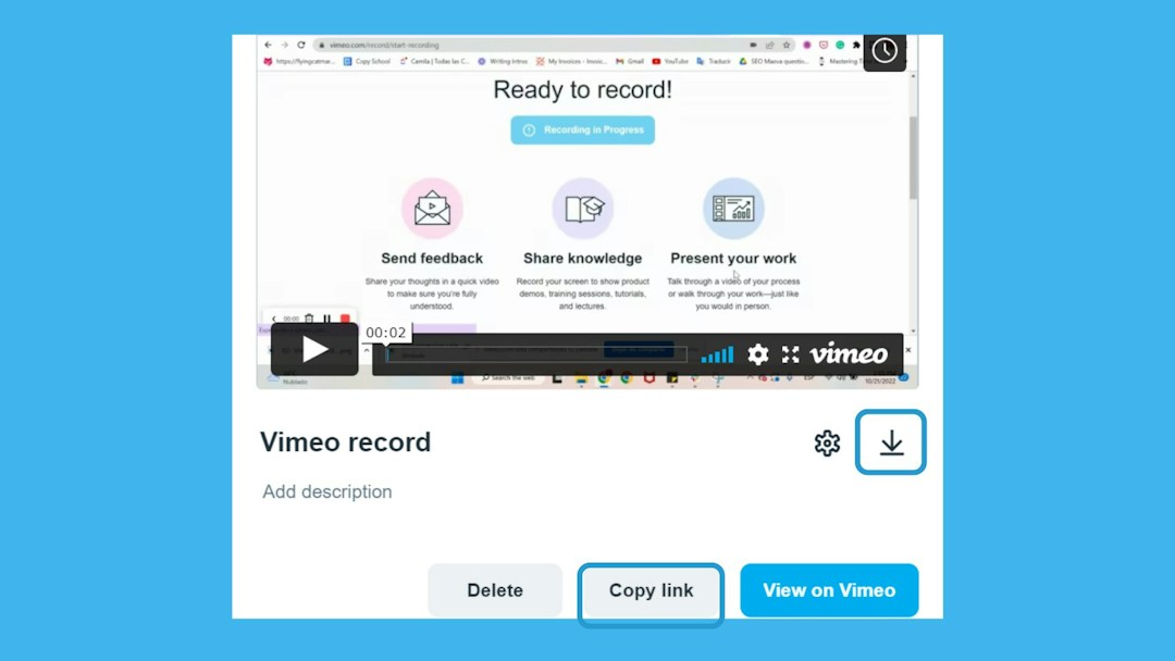 Vimeo Record webinar recording software example