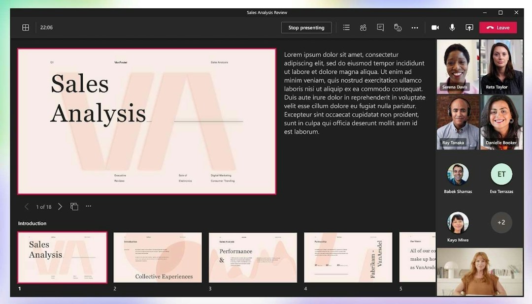PowerPoint presentation on the most popular team meeting apps, Microsoft Teams