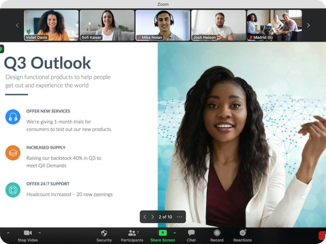 business presentation on one of the most popular online meeting apps, Zoom