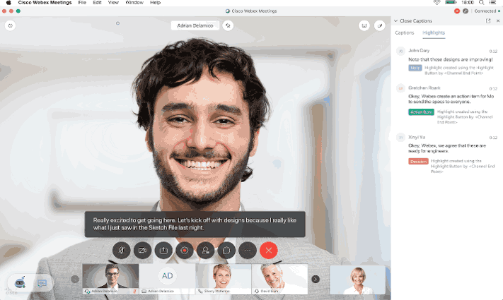 Webex Meetings automatic captions functionality in video conferencing