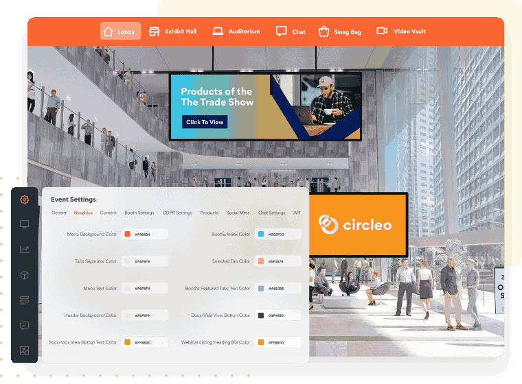 vFair’s custom 3D virtual event platform builder