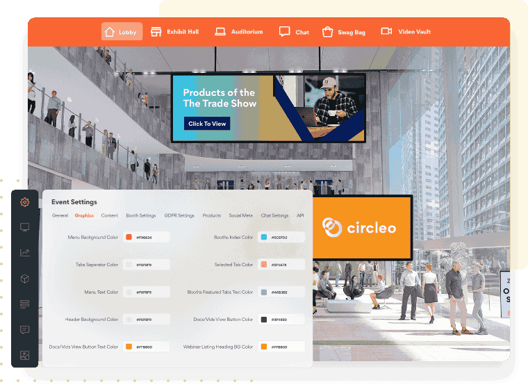 vFair’s custom 3D virtual event platform builder