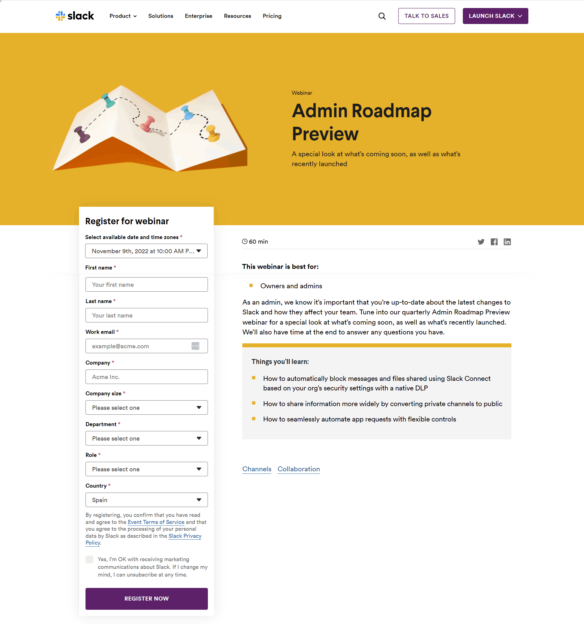 A landing page from Hubspot about building sustainable communities, showcasing multiple CTAs.