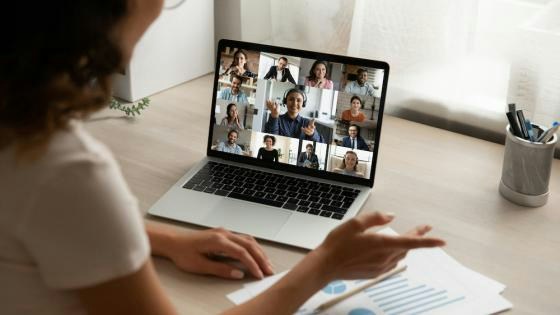 A remote team in a virtual retrospective meeting