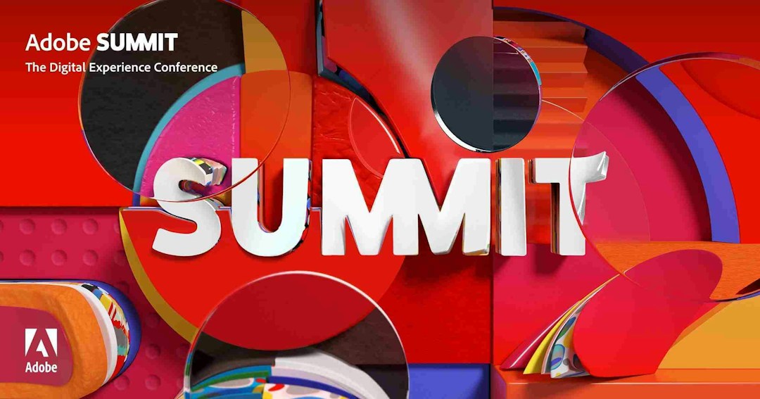 A promotional image for the virtual event Adobe Summit 2022, featuring a colorful, abstract design