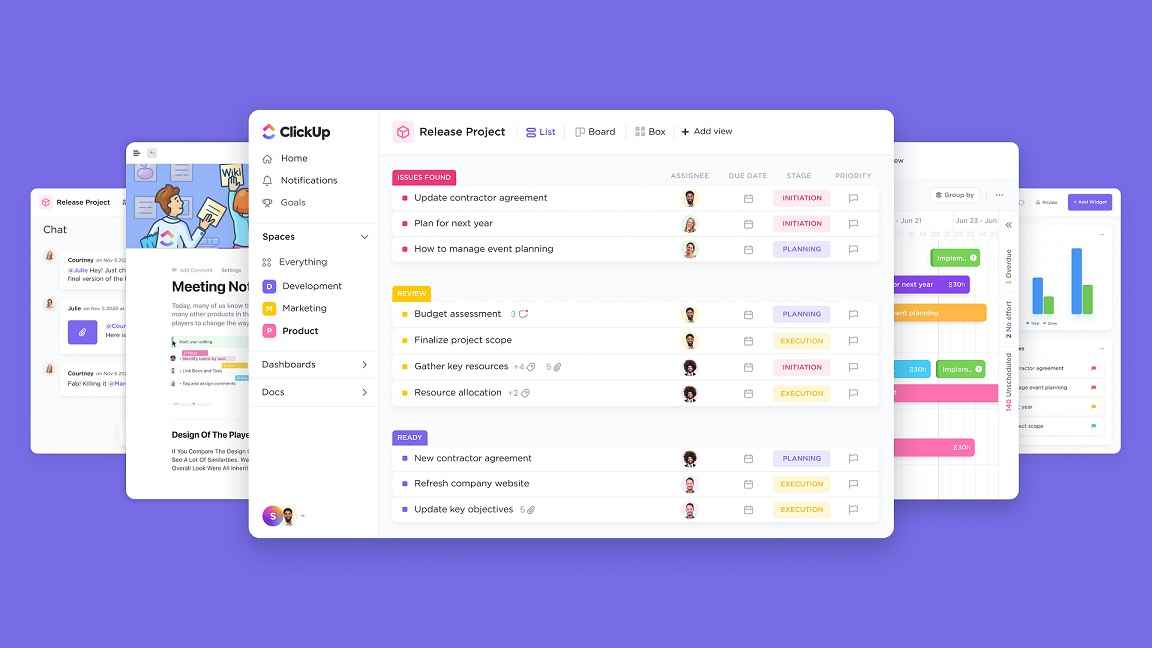 ClickUp product demonstration video tutorials for productivity and task-tracking.