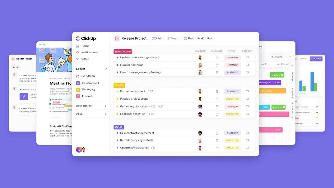 ClickUp product demonstration video tutorials for productivity and task-tracking.