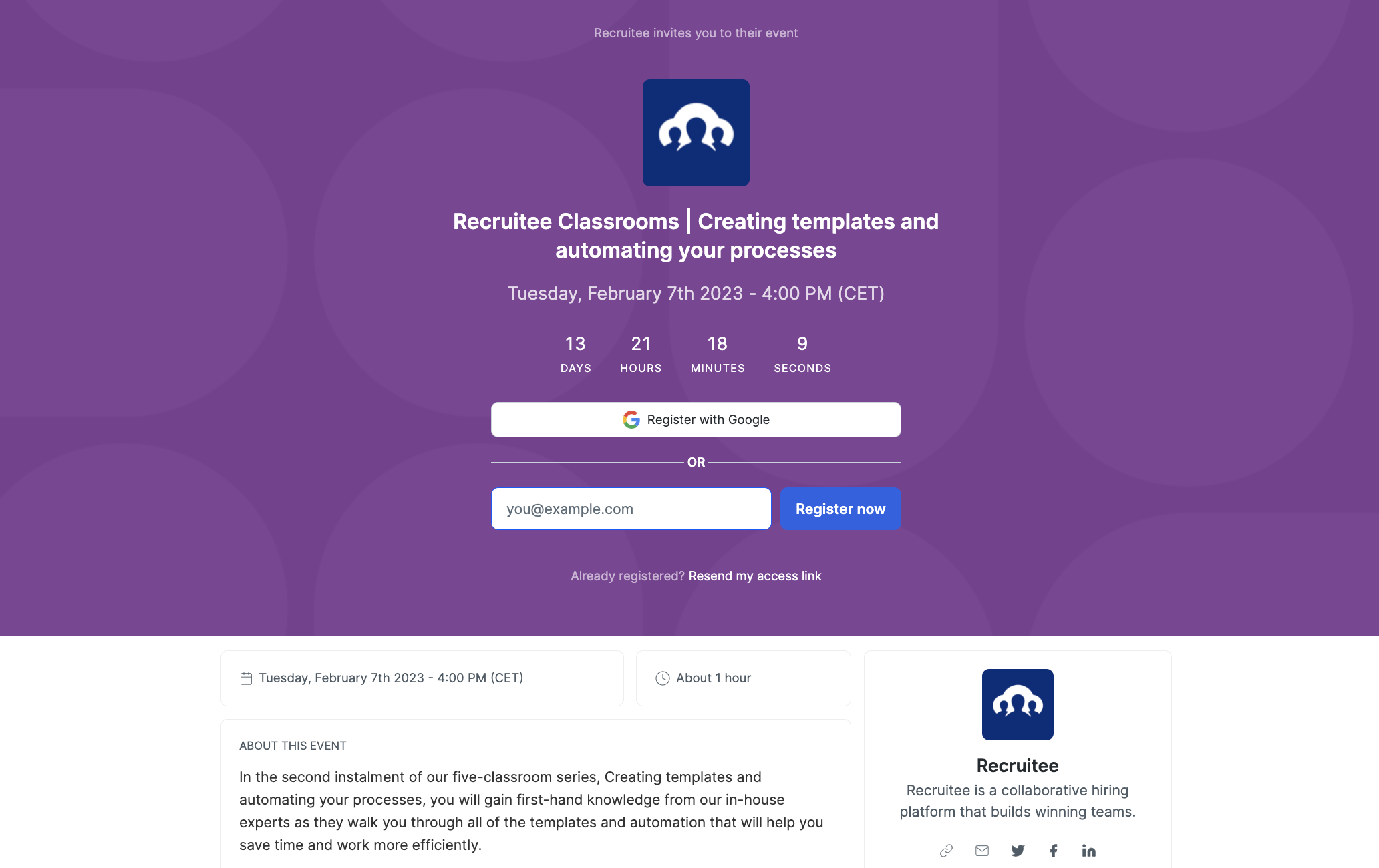 Recruitee event