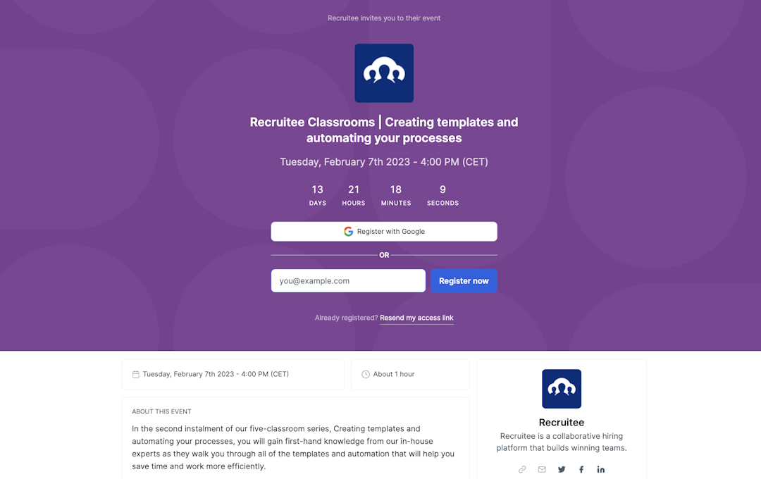Recruitee event