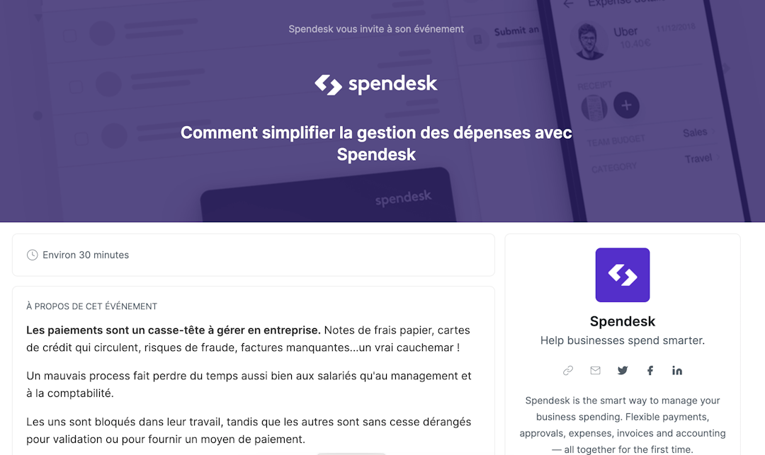 Spendesk webinar démo Livestorm