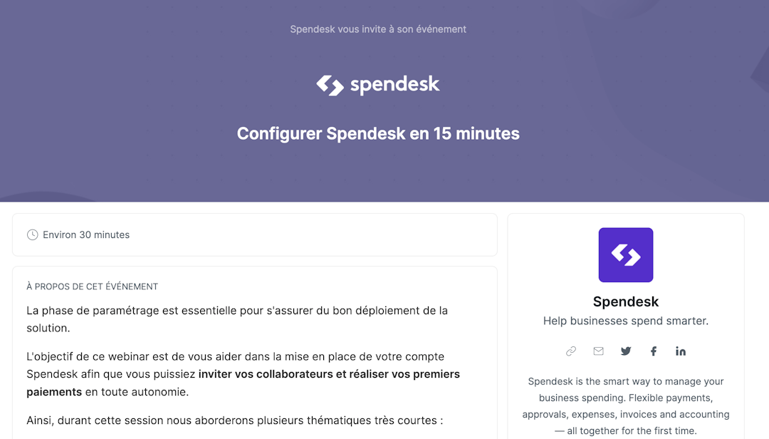 Session de formation client Spendesk Livestorm