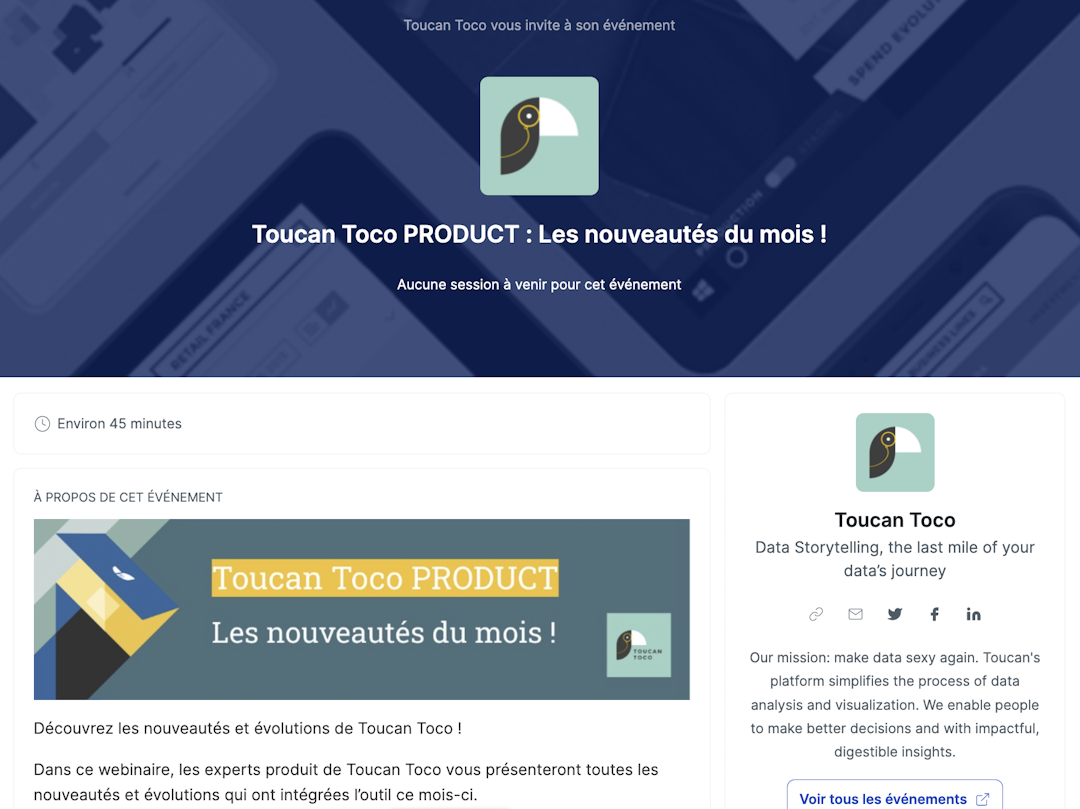 Toucan toco webinars lancement produit Livestorm