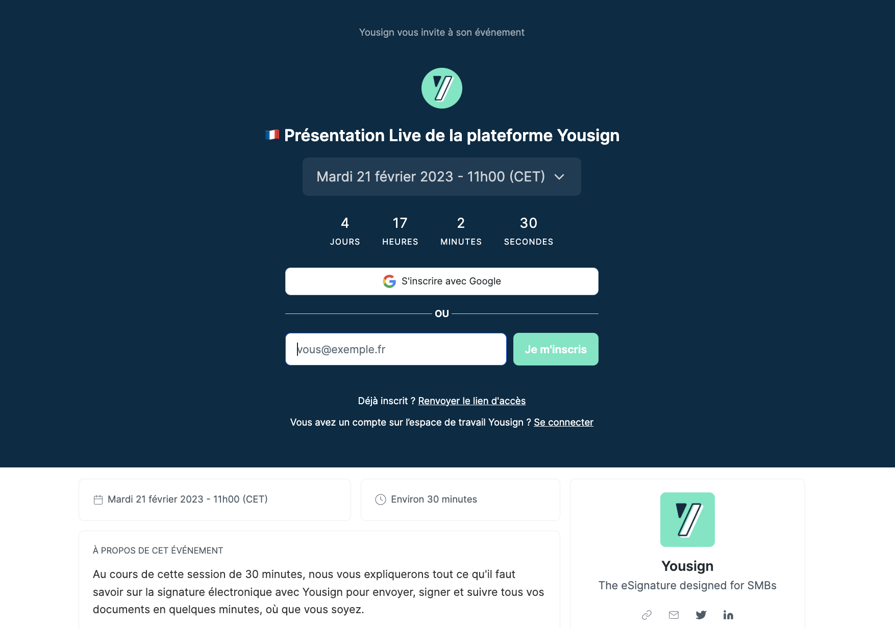 Yousign démo webinar Livestorm