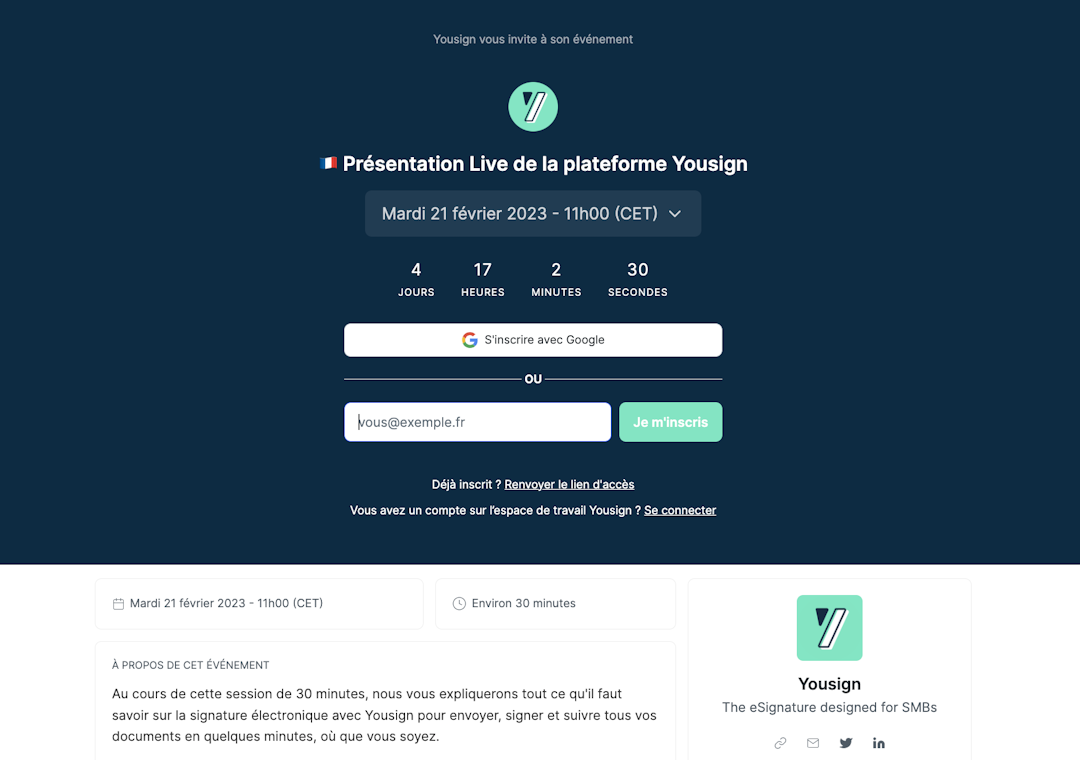Yousign démo webinar Livestorm