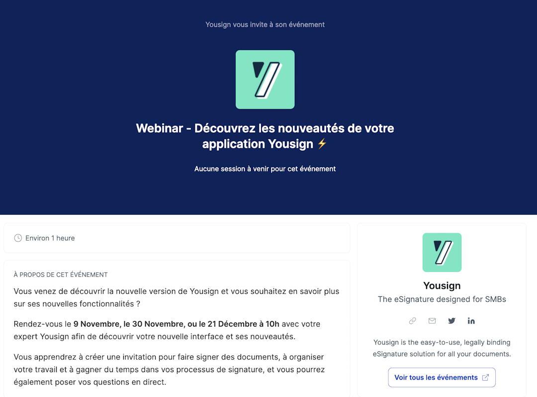 Webinar de lancement Yousign Livestorm