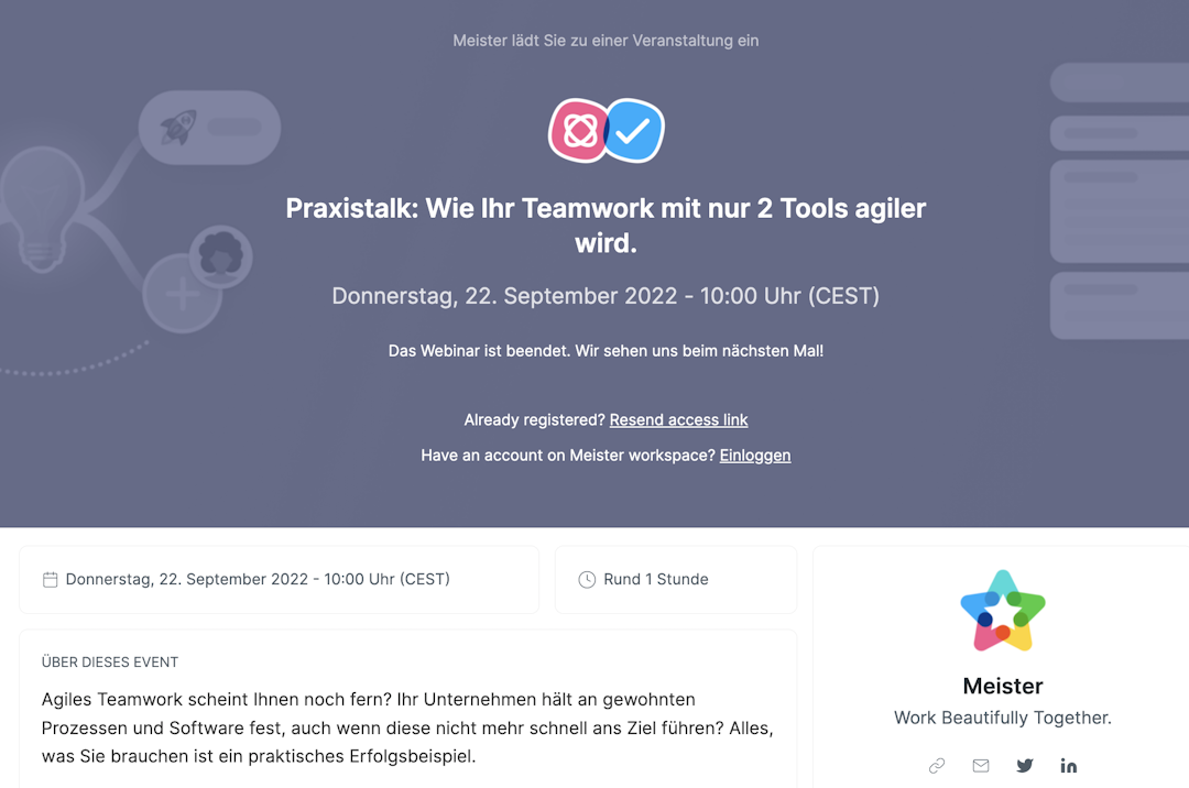 Meister webinar