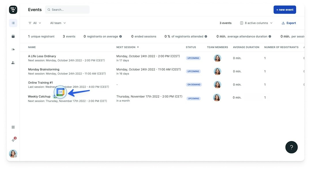 Livestorm’s Google Calendar integration for daily huddles
