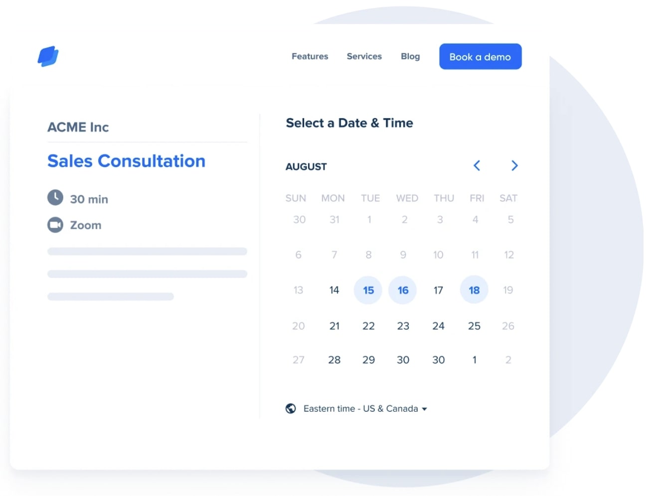 Calendly’s availability window for video calls