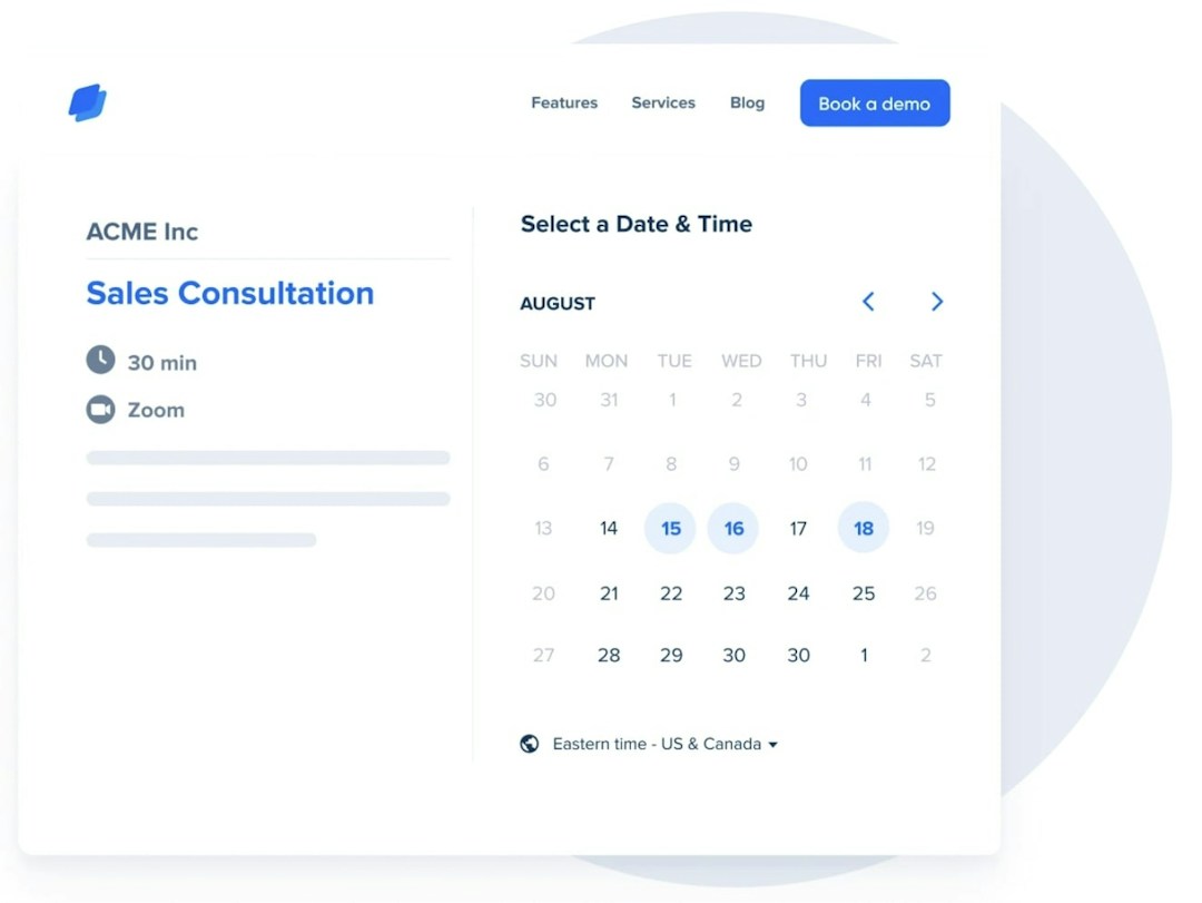 Calendly’s availability window for video calls