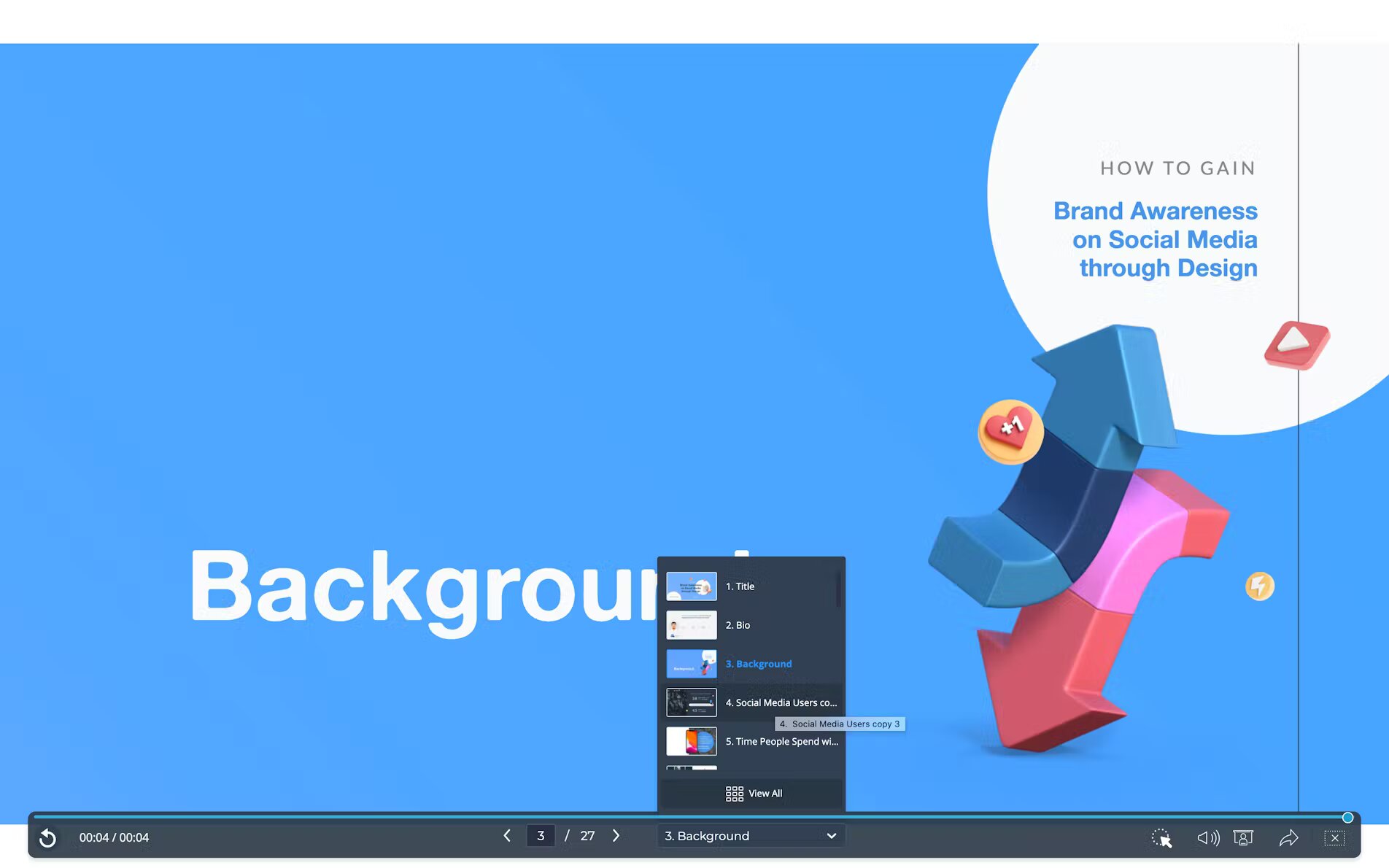 Sharing Visme presentations on Livestorm on a virtual meeting about social media