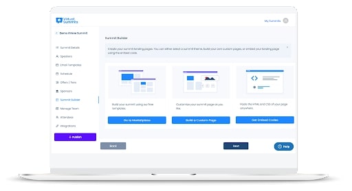Screenshot der Online-Event-Builder-Software für virtuelle Summits