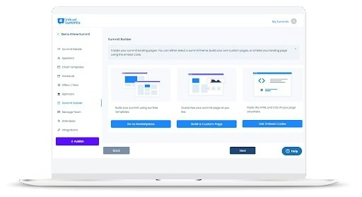 Screenshot der Online-Event-Builder-Software für virtuelle Summits