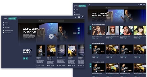 Screenshot der On-Demand-Inhaltsbibliothek von CrowdComms