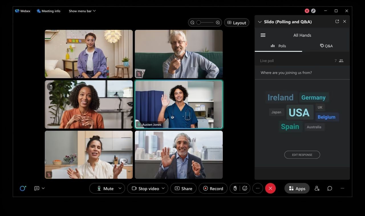 Webex’s interactive features for webinars
