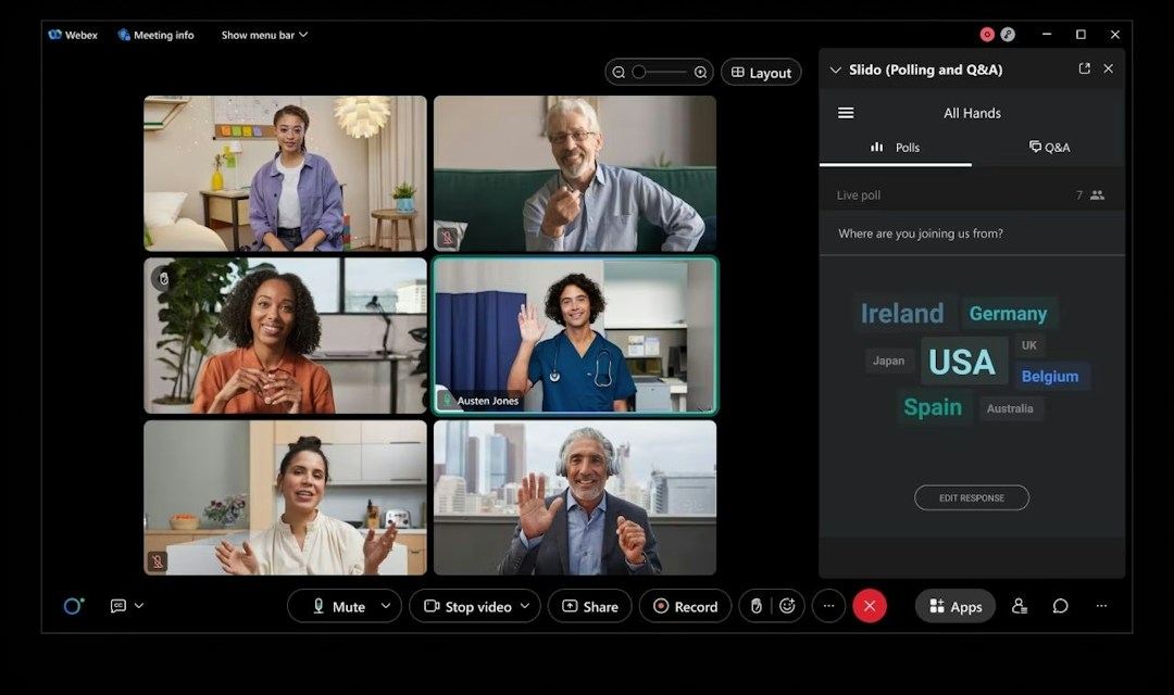Webex’s interactive features for webinars