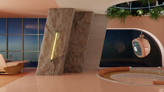 Sea view living room Daylight Background Night