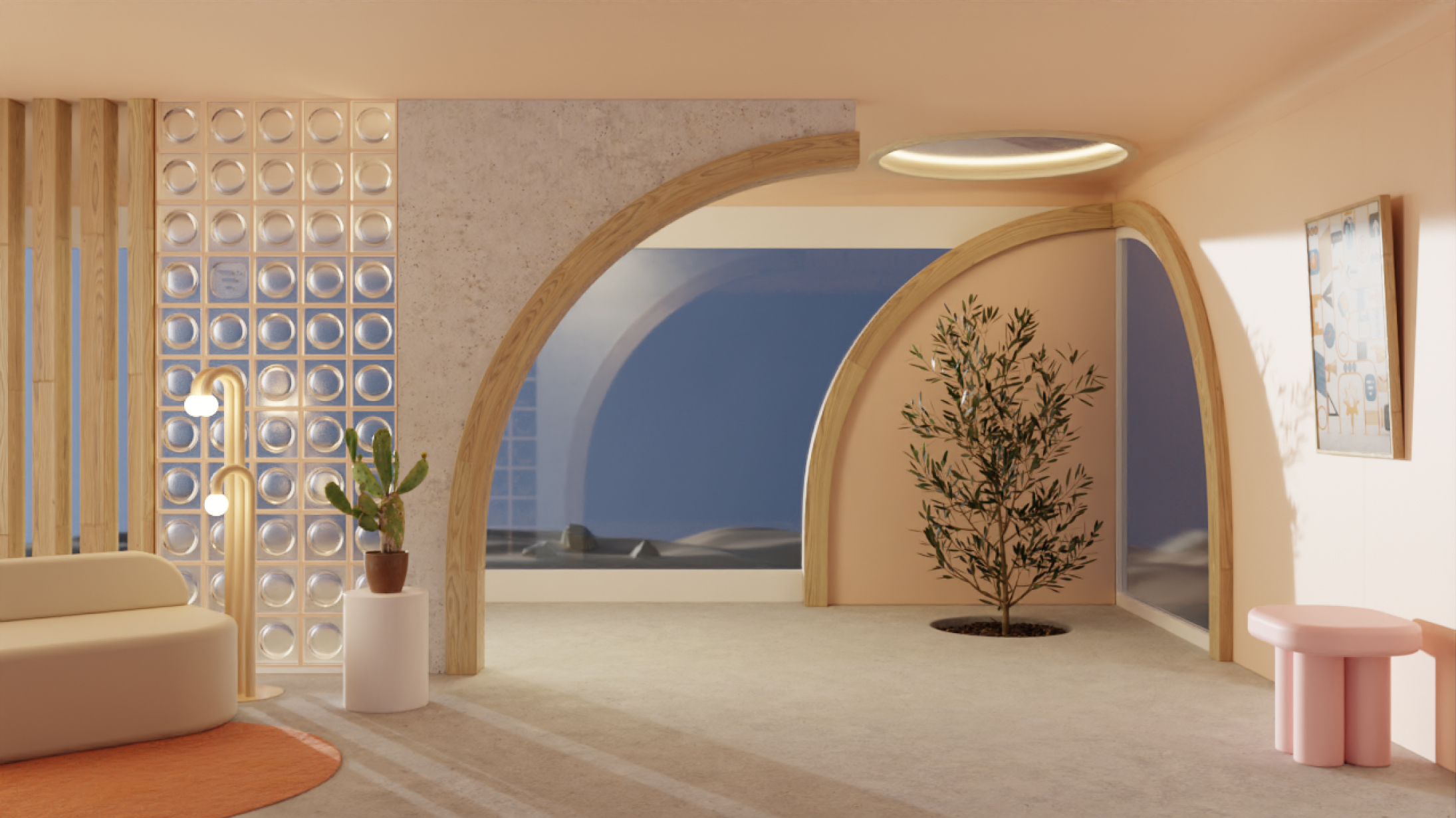 Dune view living room Daylight Background Night