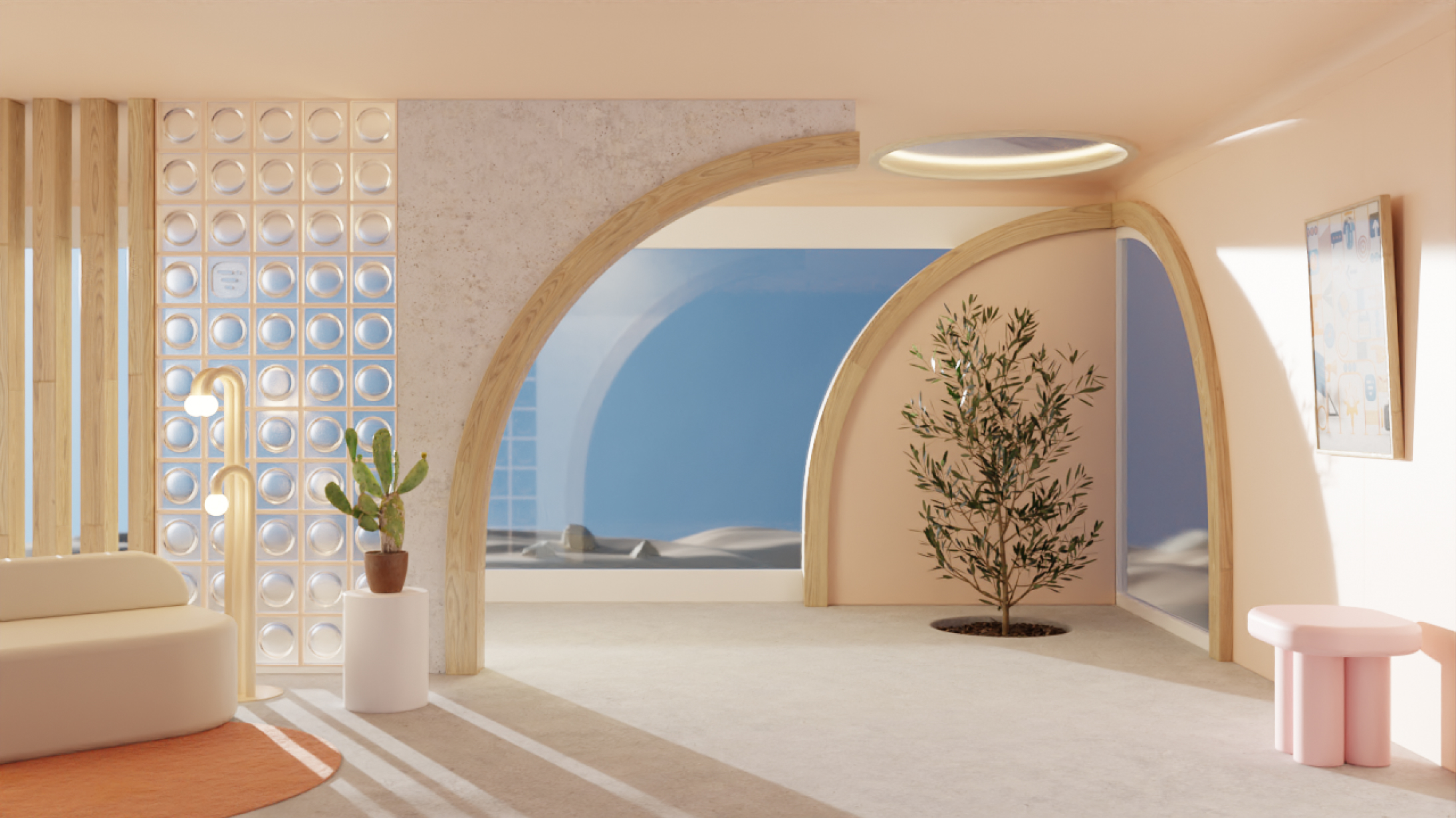 Dune view living room Daylight Background Night