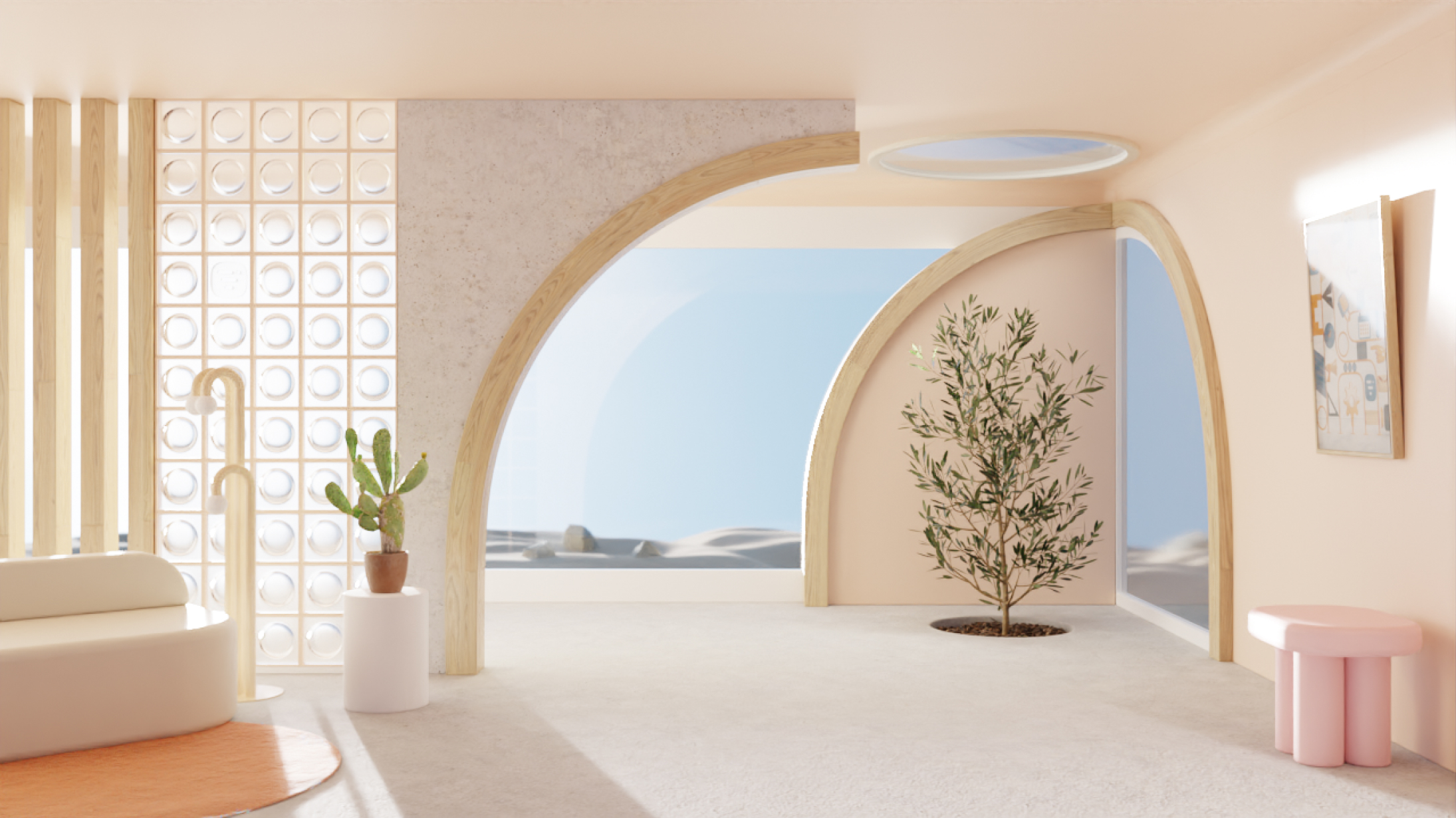 Sunny Dune view living room Daylight Background