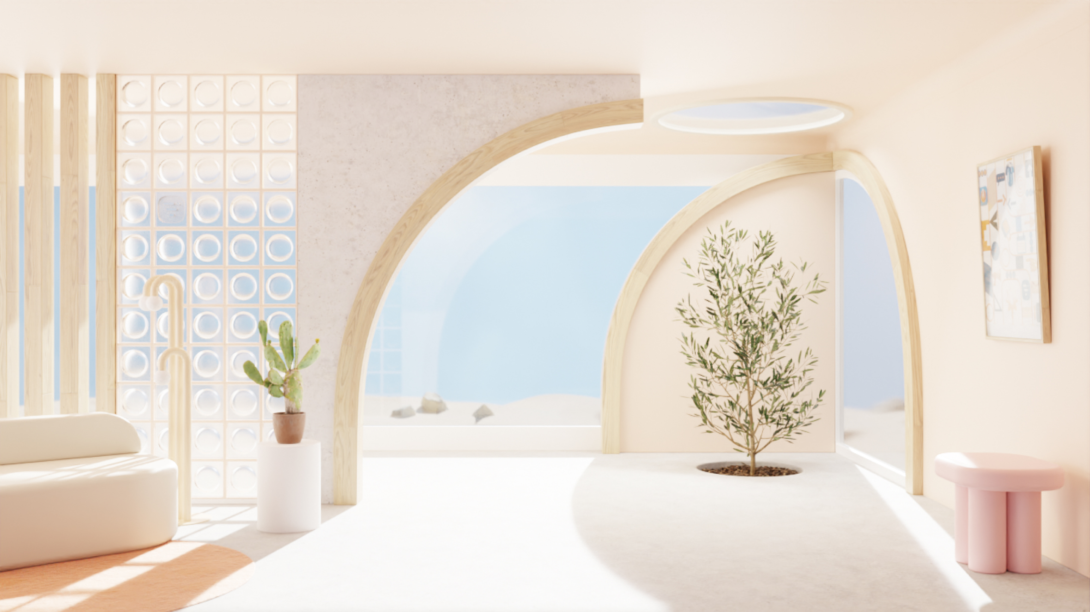 Sunny Dune view living room Daylight Background