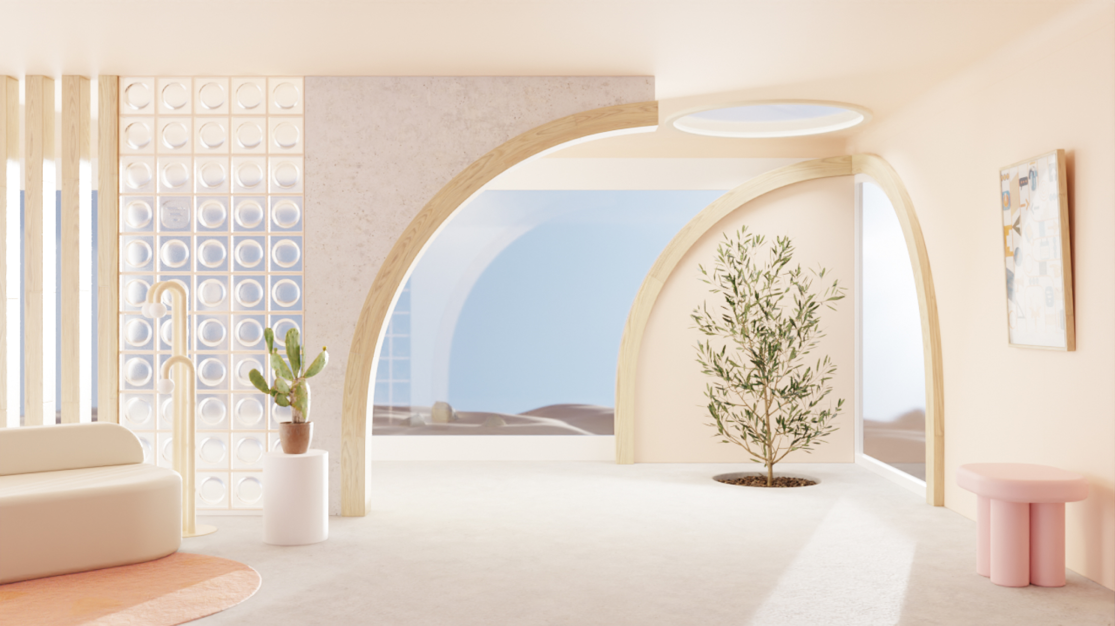 Sunny Dune view living room Daylight Background