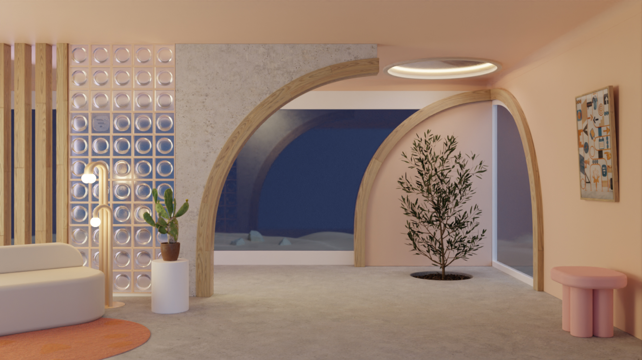 Dune view living room Daylight Background