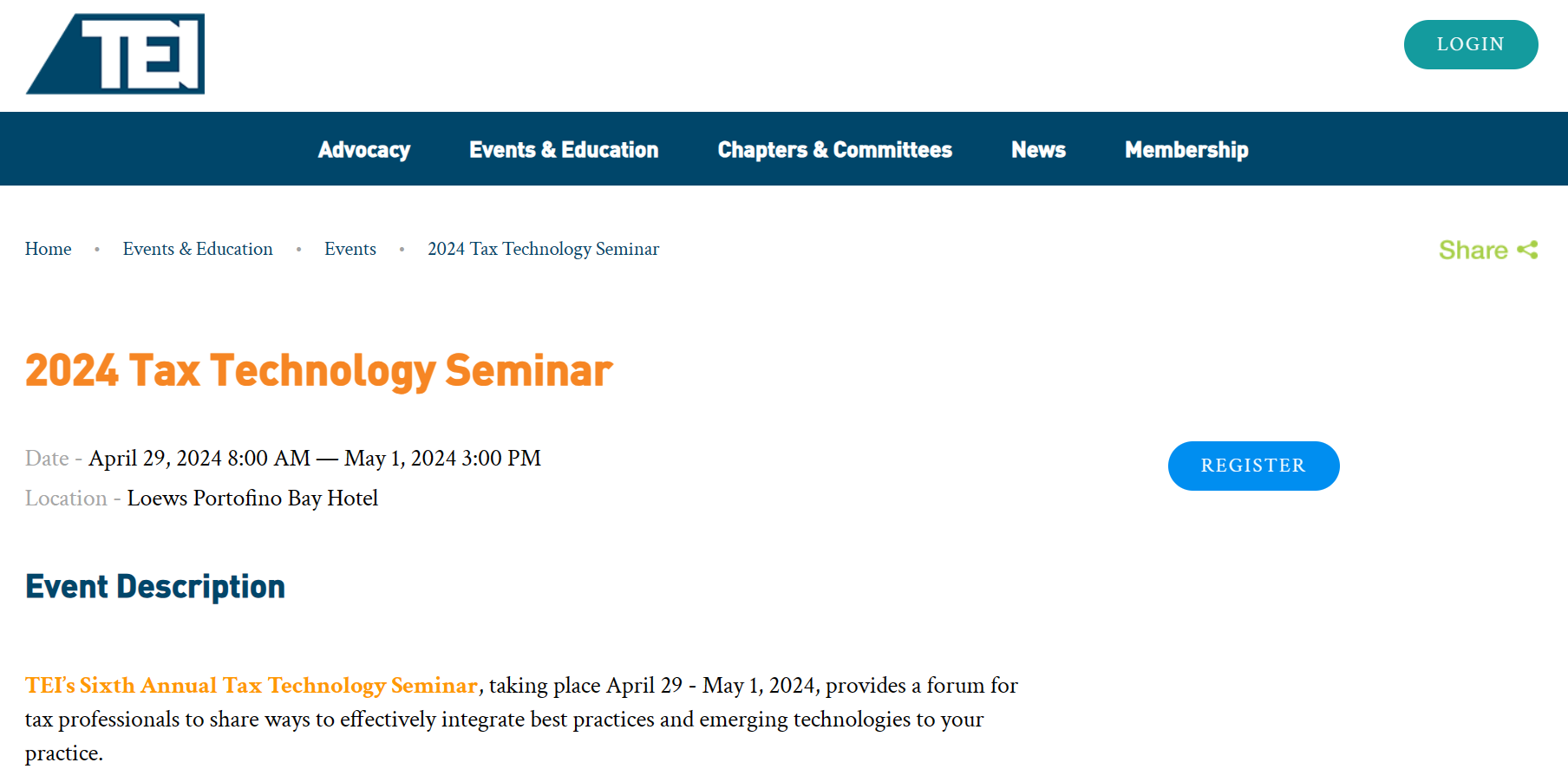 A screenshot of the 2024 Tax Technology Seminar announcement