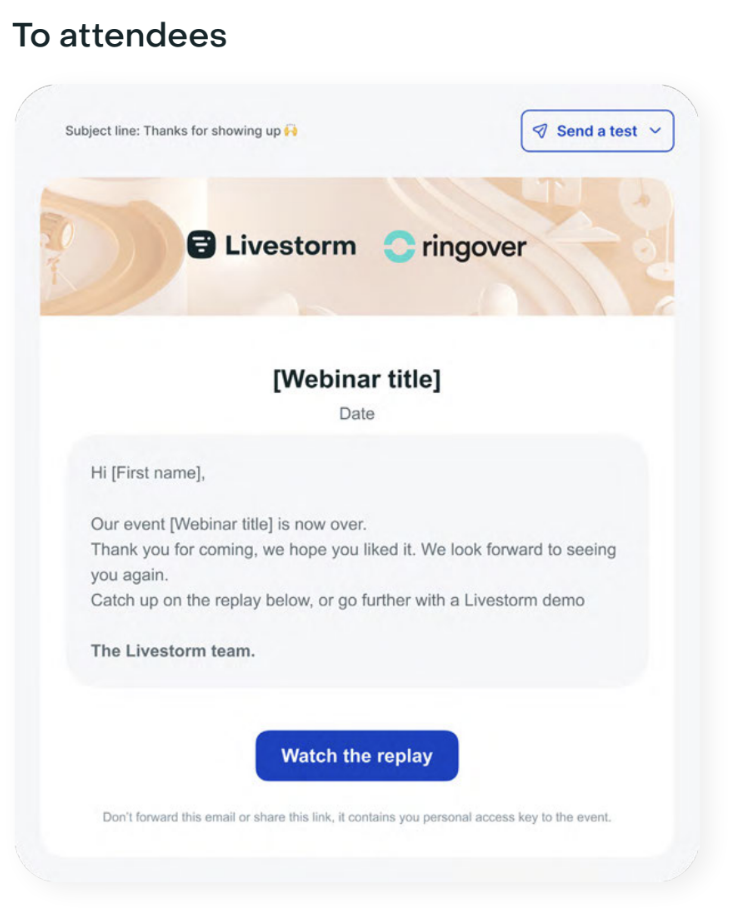 Livestorm attendee follow-up email