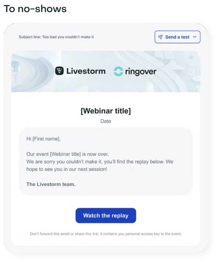 Livestorm no-show webinar follow-up email