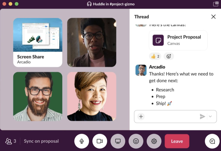 Slack Huddles video conferencing