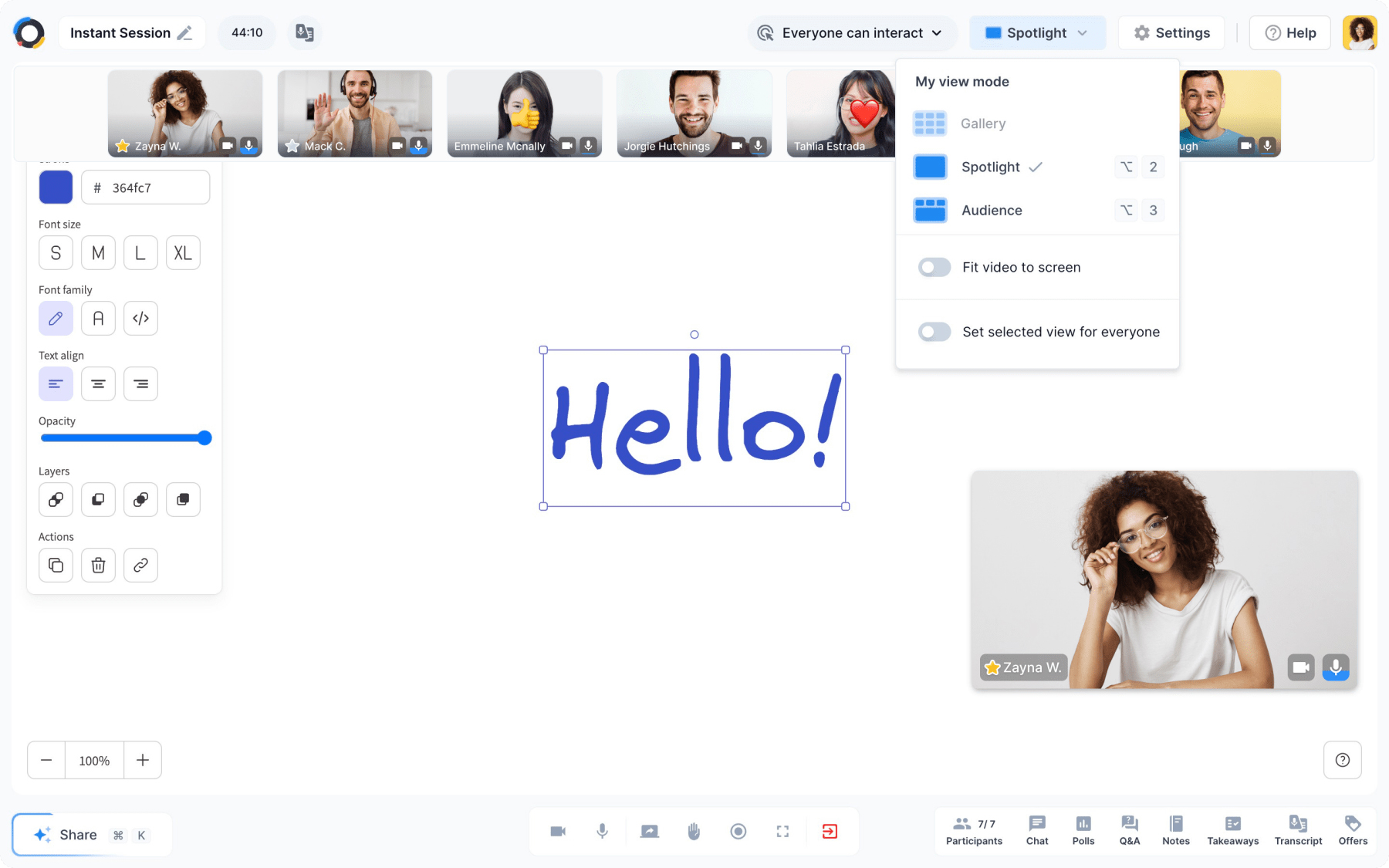 Sessions video conferencing