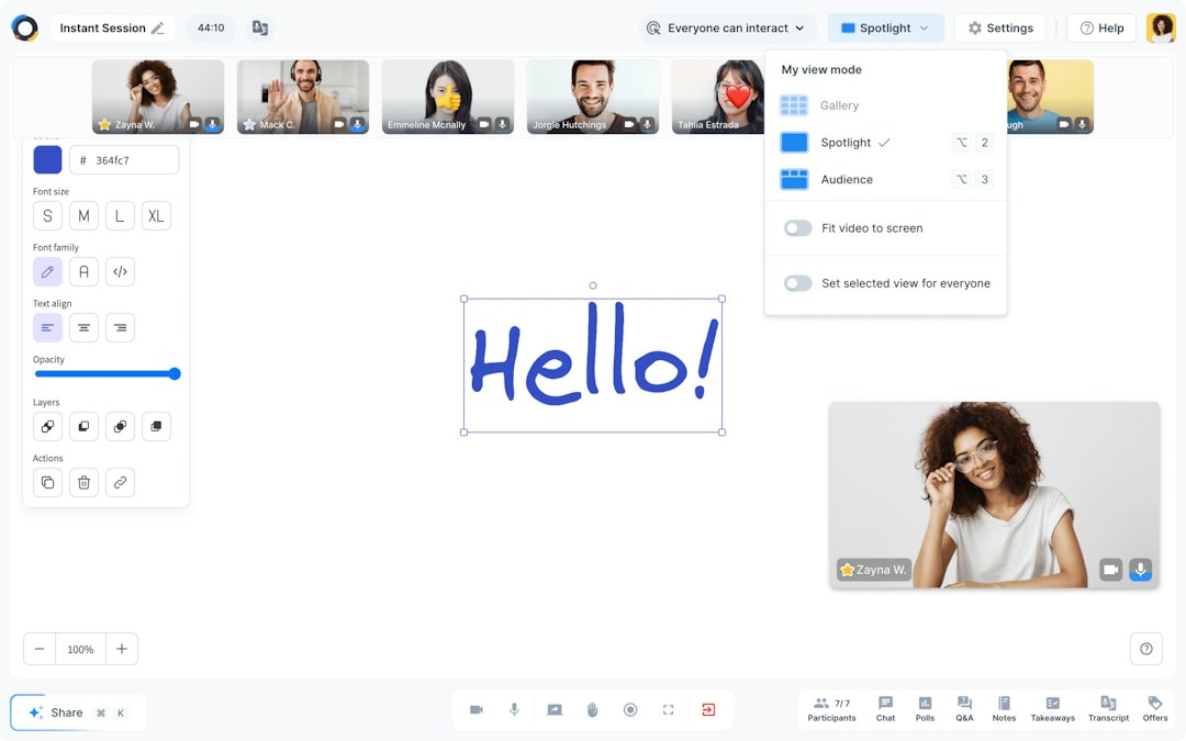 Sessions video conferencing