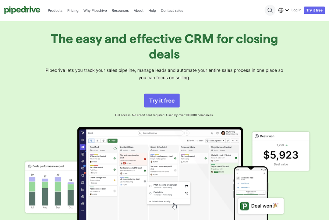 Pipedrive for customer relationship management