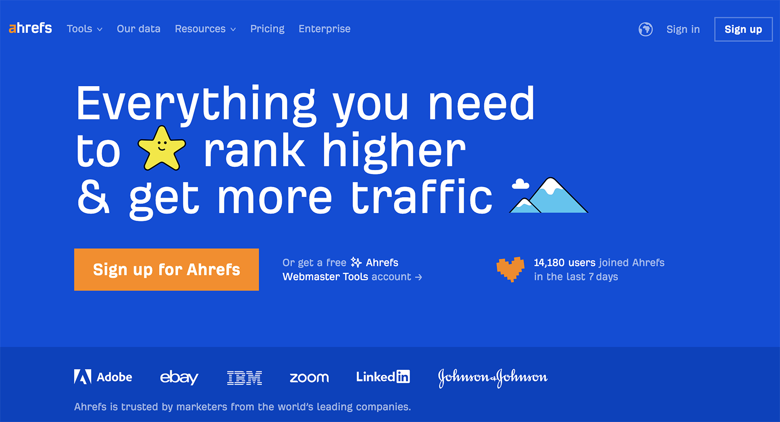 Ahrefs search engine optimization homepage