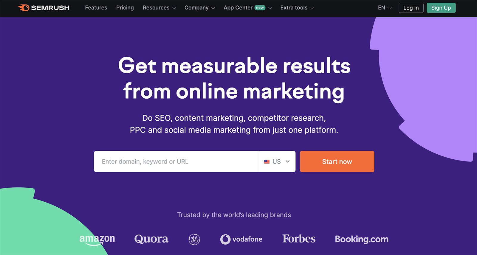 Semrush content marketing homepage