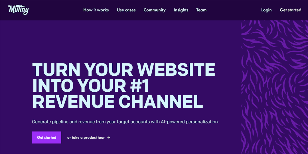 Mutiny conversion rate optimization homepage