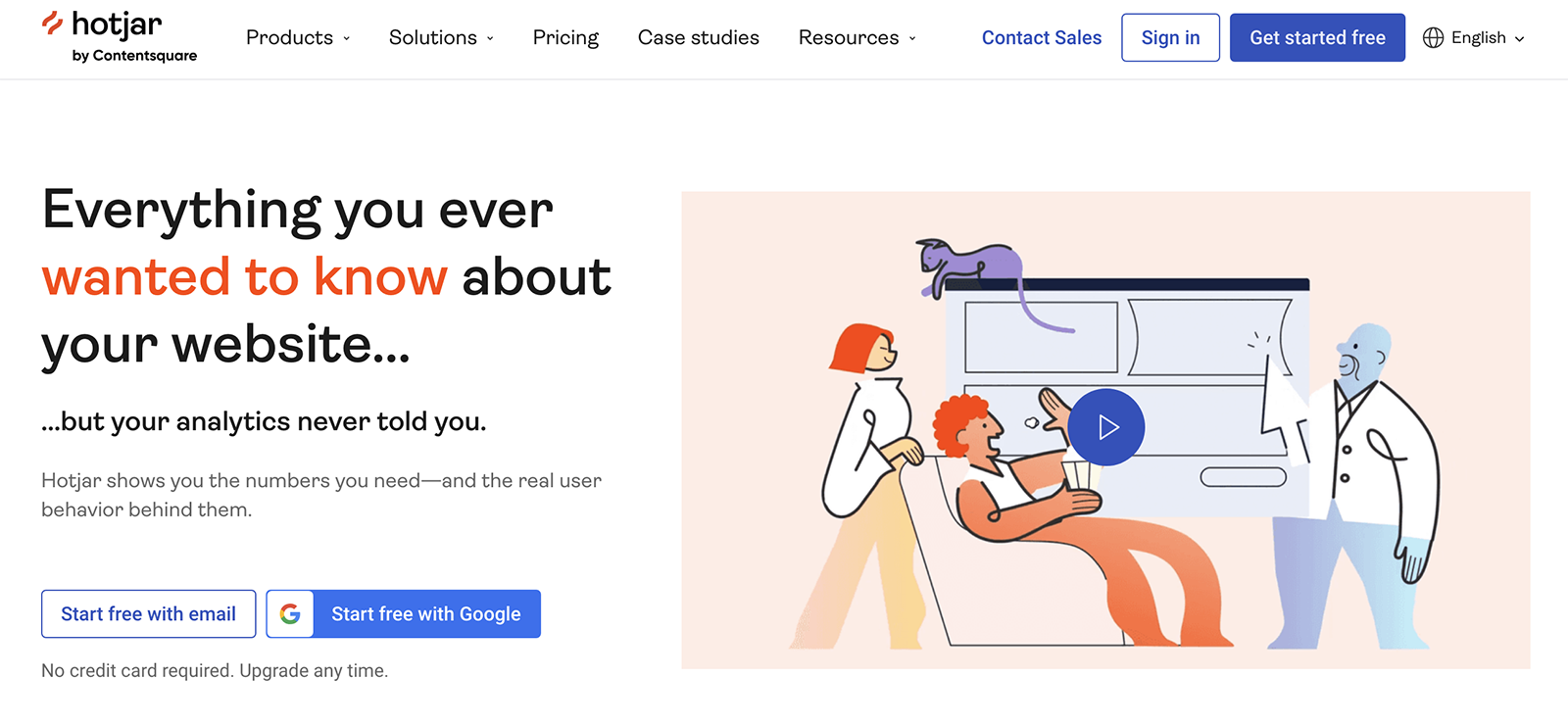 Hotjar website analytics homepage