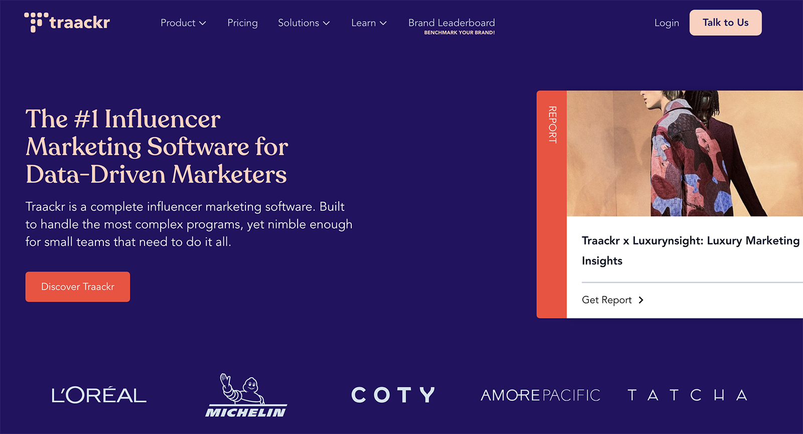 Traackr influencer marketing homepage