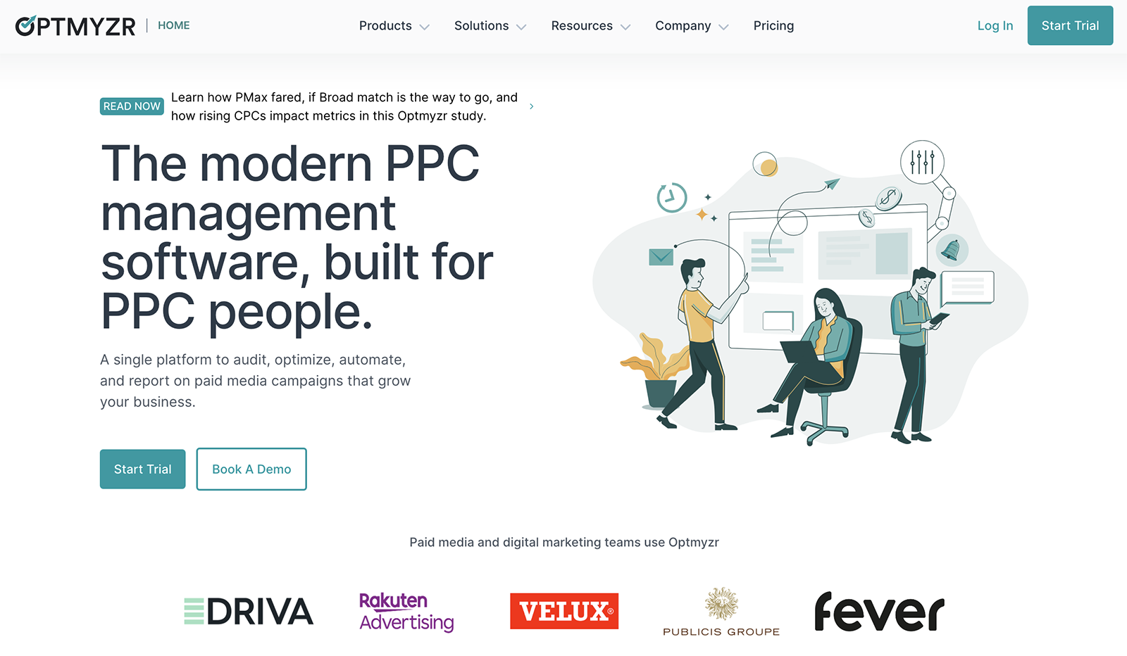 Optmyzr PPC management homepage